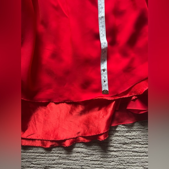 Red floral lace mesh bodice A-line grad dress / formal gown - Picture 9 of 9